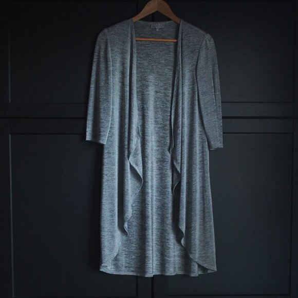 Laura | Vintage 3/4 Sleeve Long Open Silver Cardigan - Picture 1 of 5